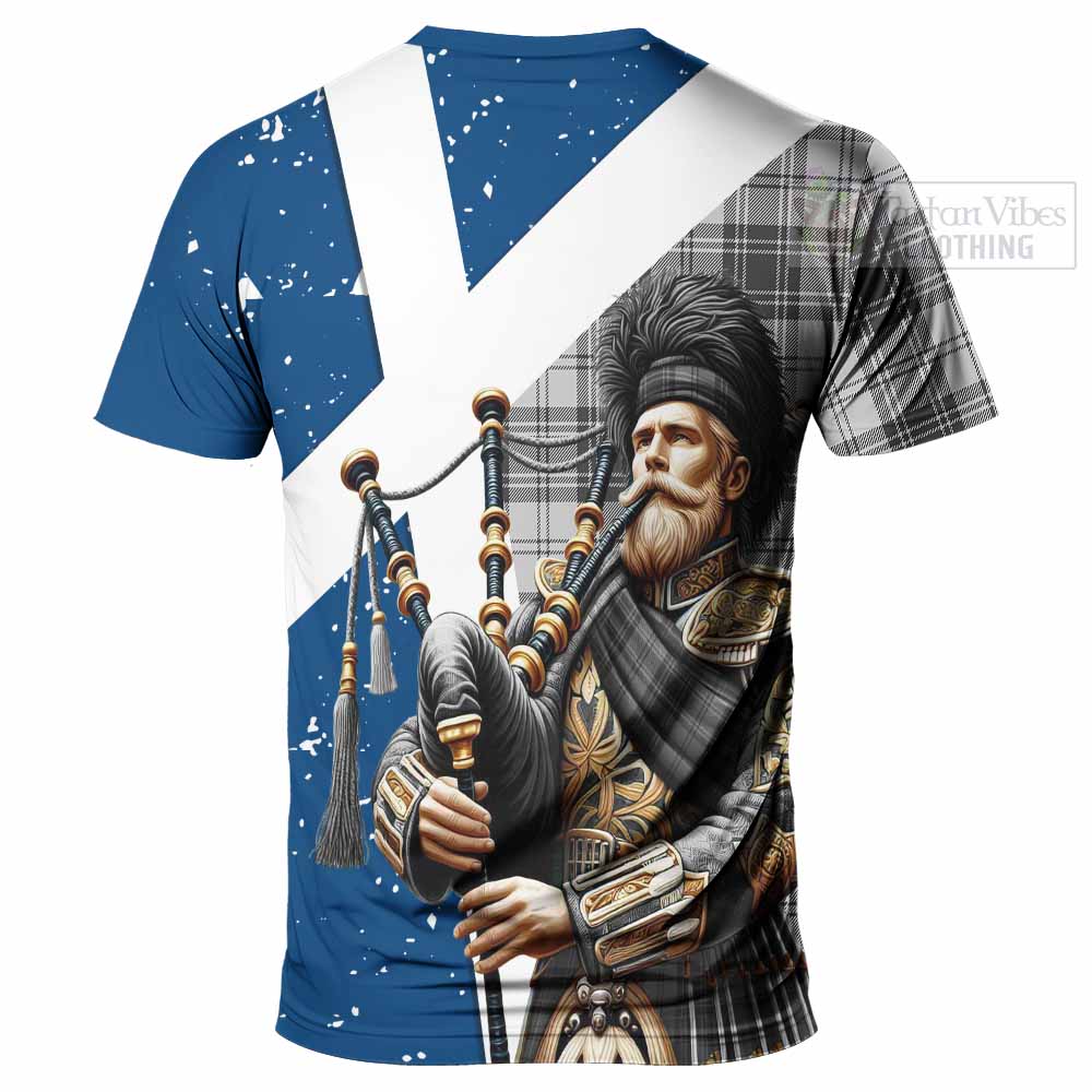 Tartan Vibes Clothing Glen Tartan T-Shirt with Family Crest Scottish Bagpiper Vibes