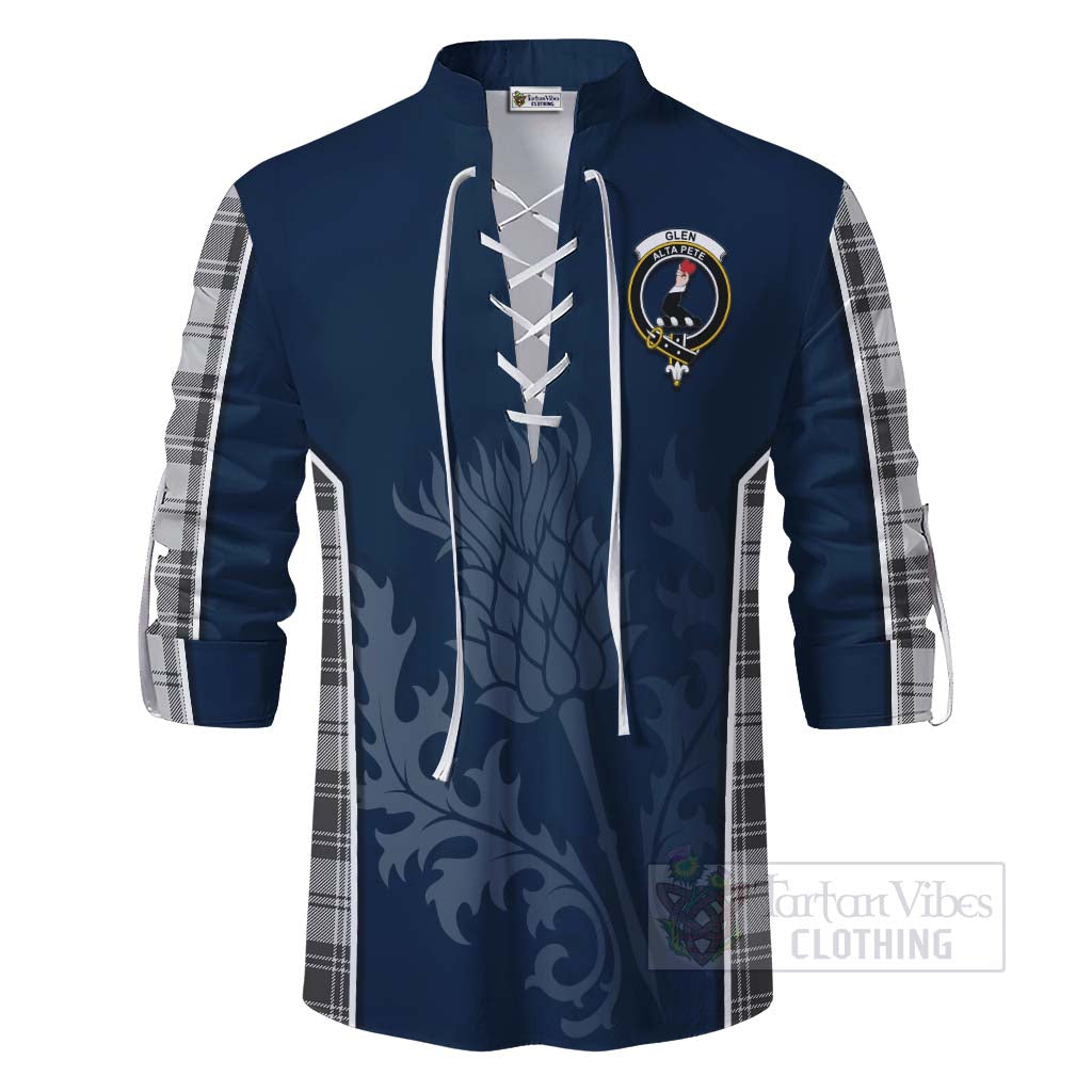 Tartan Vibes Clothing Glen Tartan Ghillie Kilt Shirt with Family Crest and Scottish Thistle Vibes Sport Style