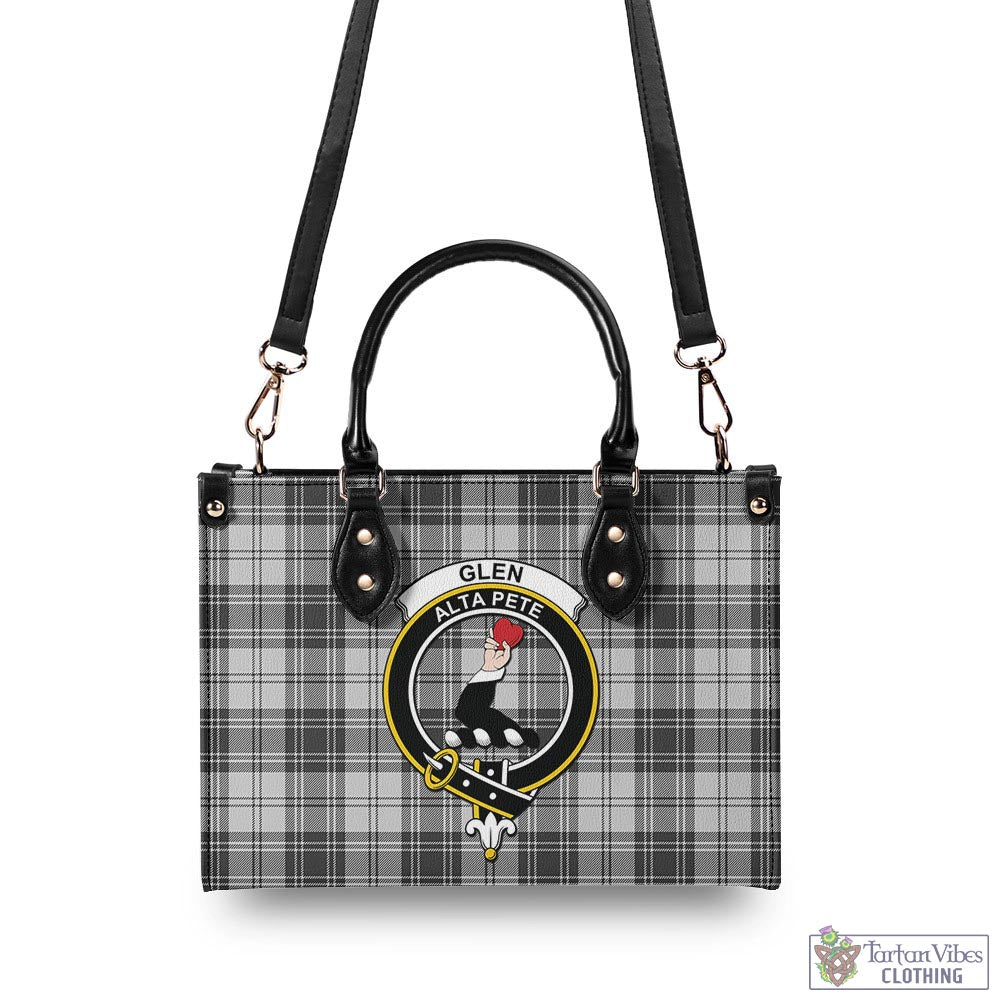 Tartan Vibes Clothing Glen Tartan Luxury Leather Handbags with Family Crest
