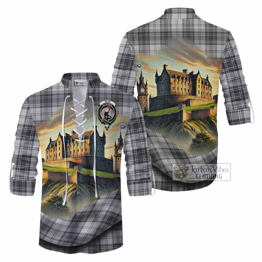 Tartan Vibes Clothing Glen Tartan Family Crest Ghillie Kilt Shirt with Scottish Ancient Castle Style