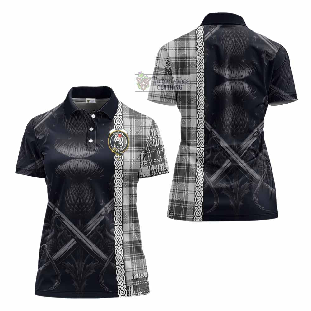 Tartan Vibes Clothing Glen Tartan Women's Polo Shirt with Family Crest Cross Sword Thistle Celtic Vibes