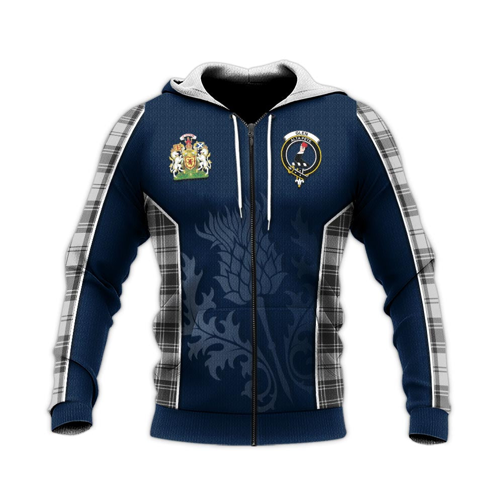 Tartan Vibes Clothing Glen Tartan Knitted Hoodie with Family Crest and Scottish Thistle Vibes Sport Style