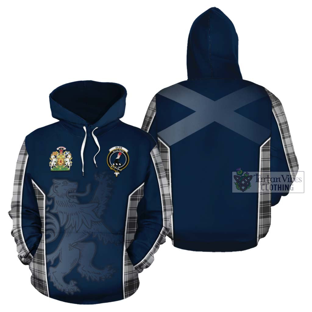 Tartan Vibes Clothing Glen Tartan Cotton Hoodie with Family Crest and Lion Rampant Vibes Sport Style