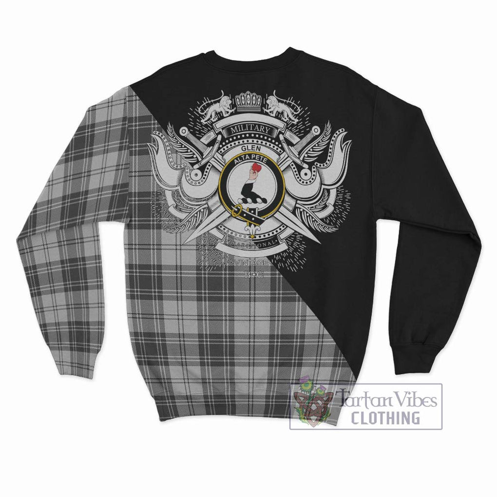 Glen Tartan Sweatshirt with Family Crest and Military Logo Style - Tartanvibesclothing Shop