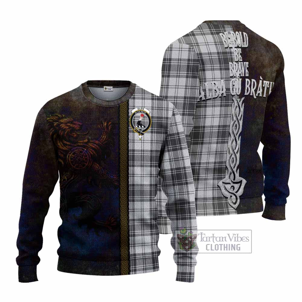 Tartan Vibes Clothing Glen Tartan Family Crest Knitted Sweater Alba Gu Brath Be Brave Lion Ancient Style