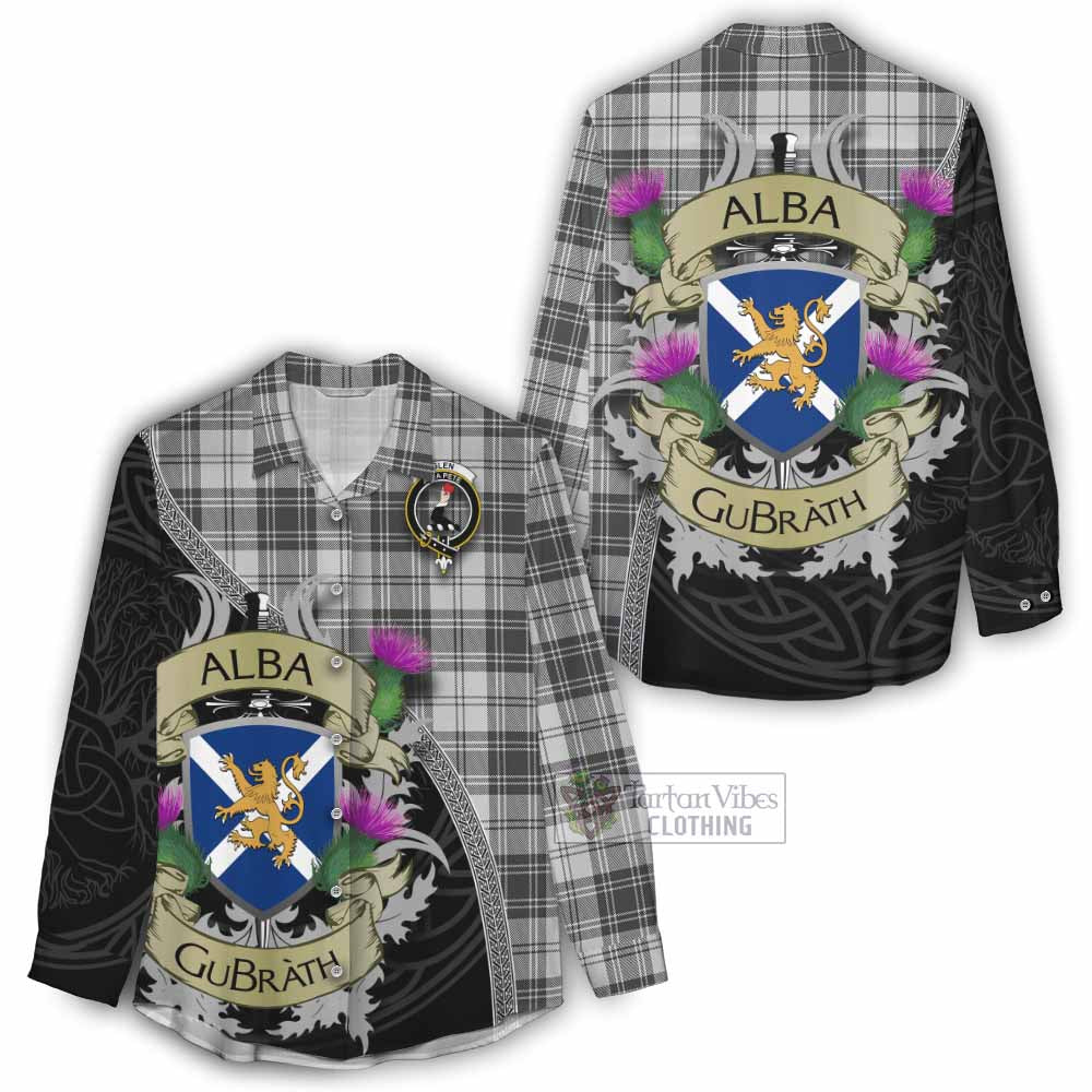 Tartan Vibes Clothing Glen Tartan Family Crest Women's Casual Shirt Lion Rampant Royal Thistle Shield Celtic Inspired