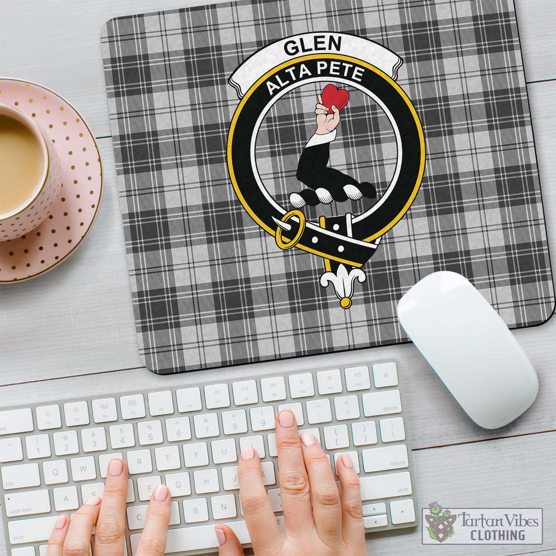 Tartan Vibes Clothing Glen Tartan Mouse Pad with Family Crest