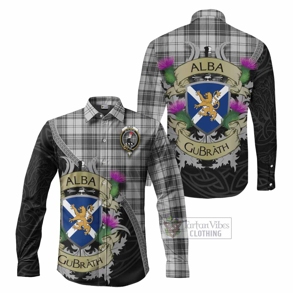 Tartan Vibes Clothing Glen Tartan Family Crest Long Sleeve Button Shirt Lion Rampant Royal Thistle Shield Celtic Inspired