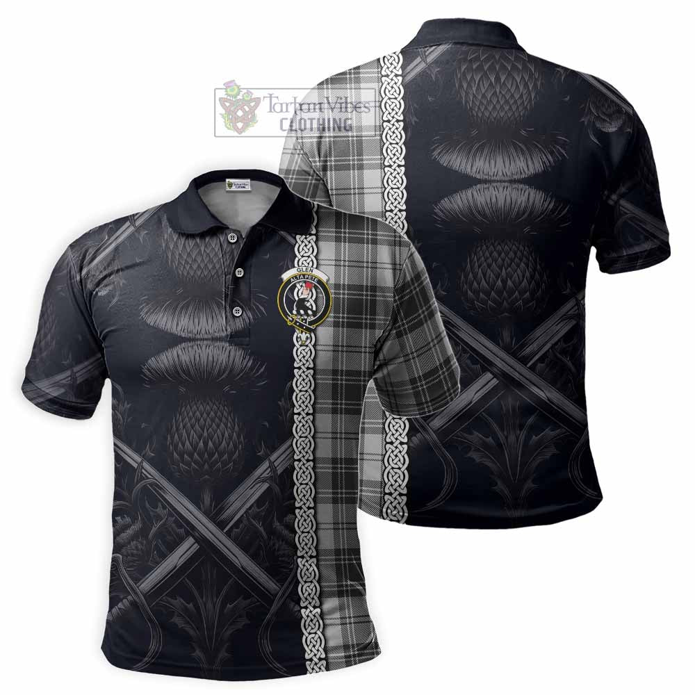 Tartan Vibes Clothing Glen Tartan Polo Shirt with Family Crest Cross Sword Thistle Celtic Vibes