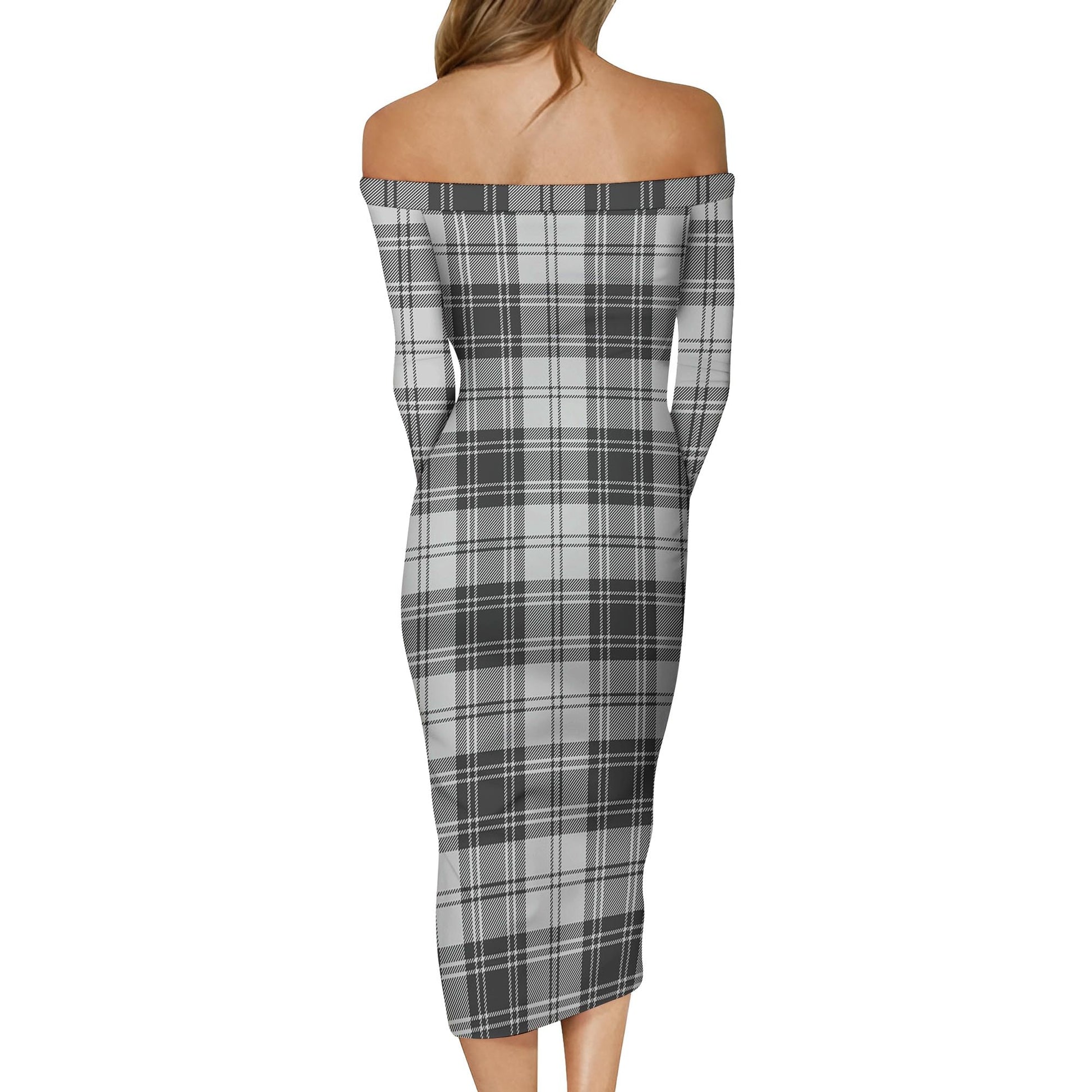 Glen Tartan Off Shoulder Lady Dress - Tartanvibesclothing