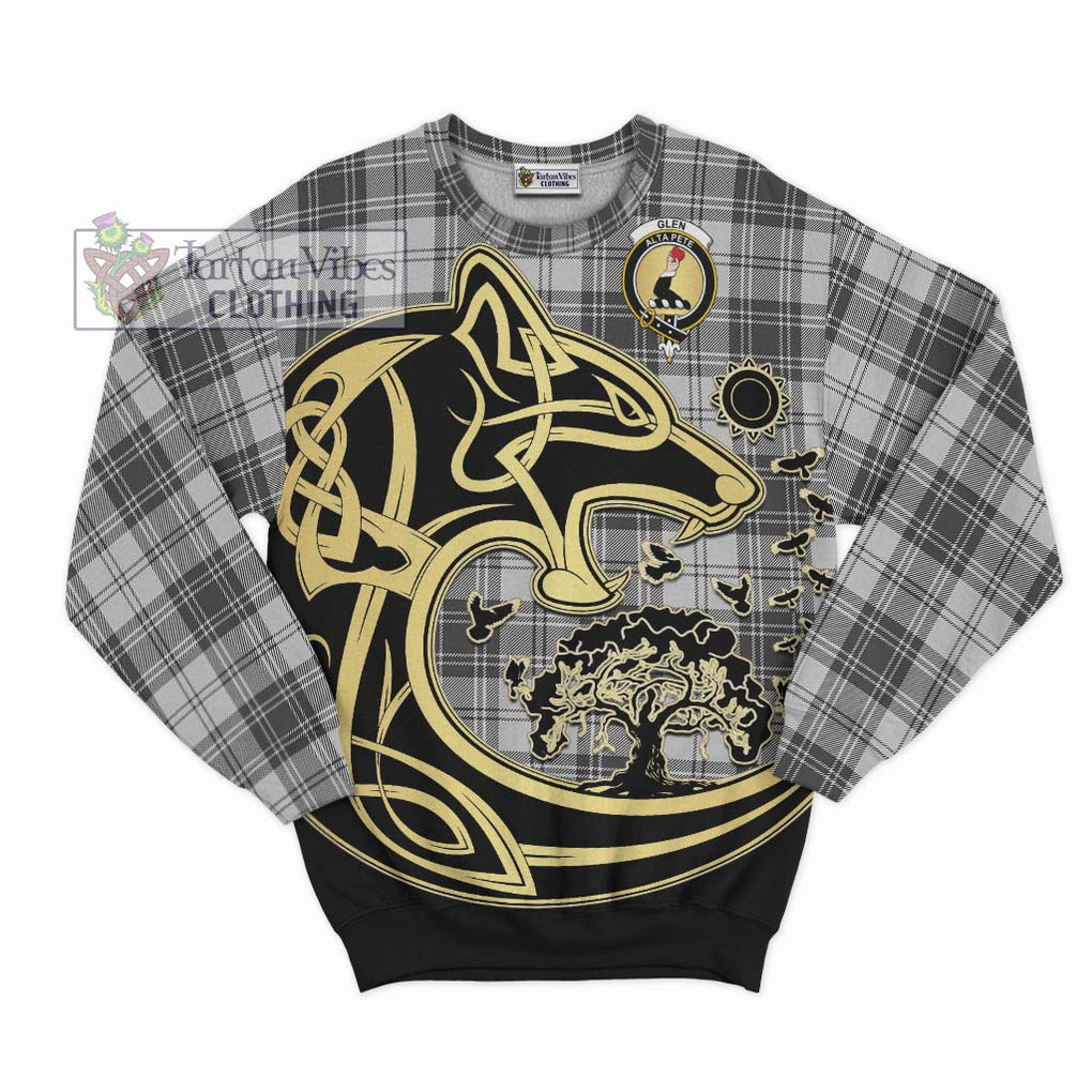 Glen Tartan Sweatshirt with Family Crest Celtic Wolf Style - Tartan Vibes Clothing
