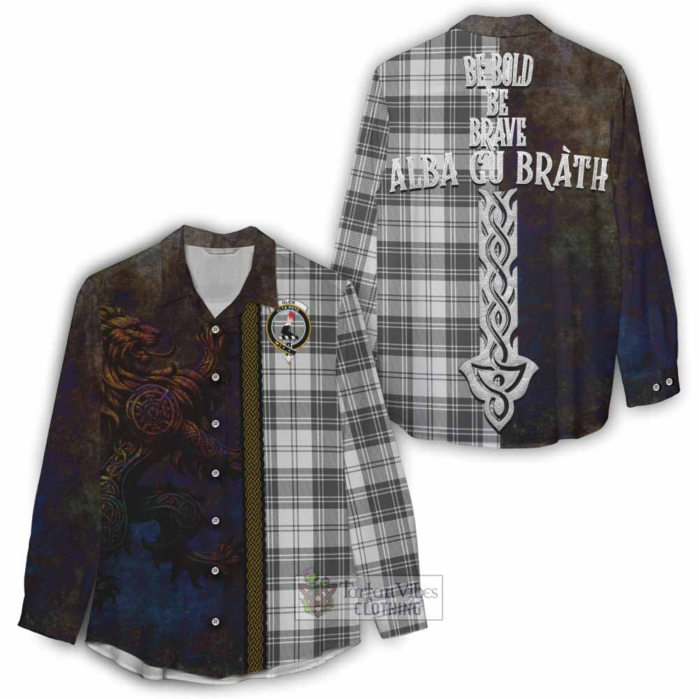 Tartan Vibes Clothing Glen Tartan Family Crest Women's Casual Shirt Alba Gu Brath Be Brave Lion Ancient Style