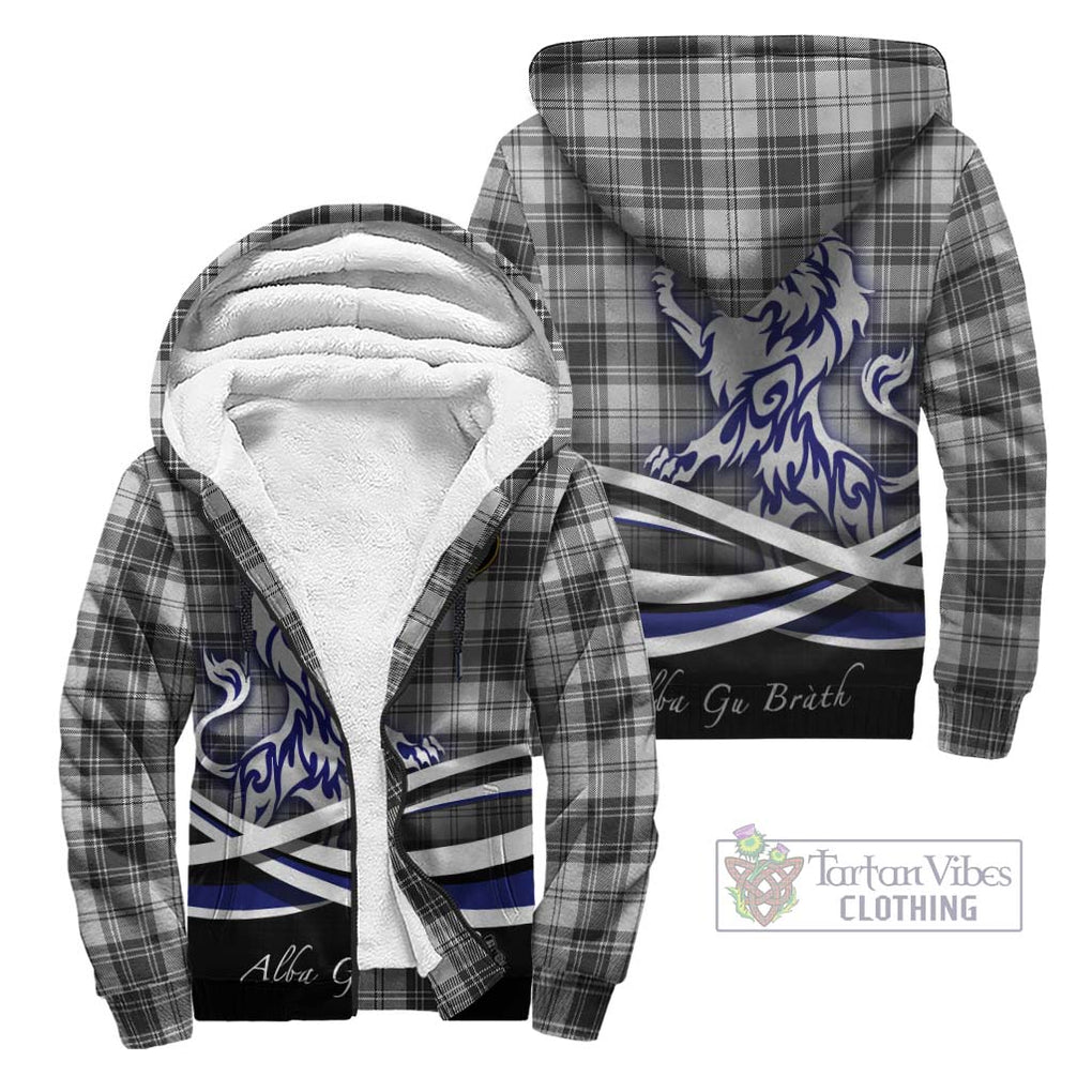 Glen Tartan Sherpa Hoodie with Alba Gu Brath Regal Lion Emblem Unisex - Tartanvibesclothing Shop