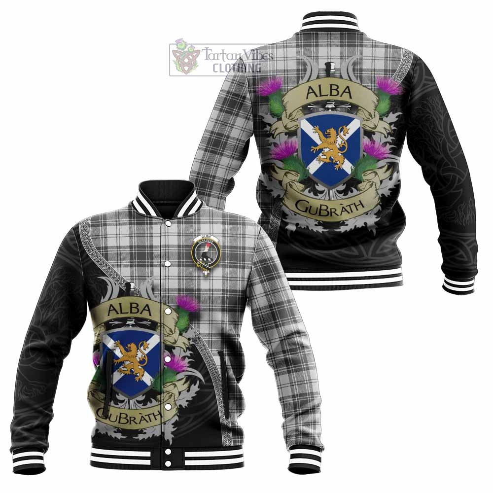 Tartan Vibes Clothing Glen Tartan Family Crest Baseball Jacket Lion Rampant Royal Thistle Shield Celtic Inspired