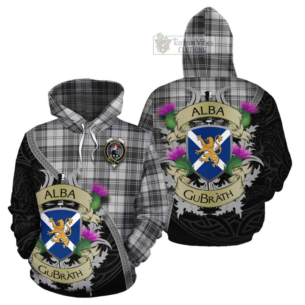 Tartan Vibes Clothing Glen Tartan Family Crest Cotton Hoodie Lion Rampant Royal Thistle Shield Celtic Inspired