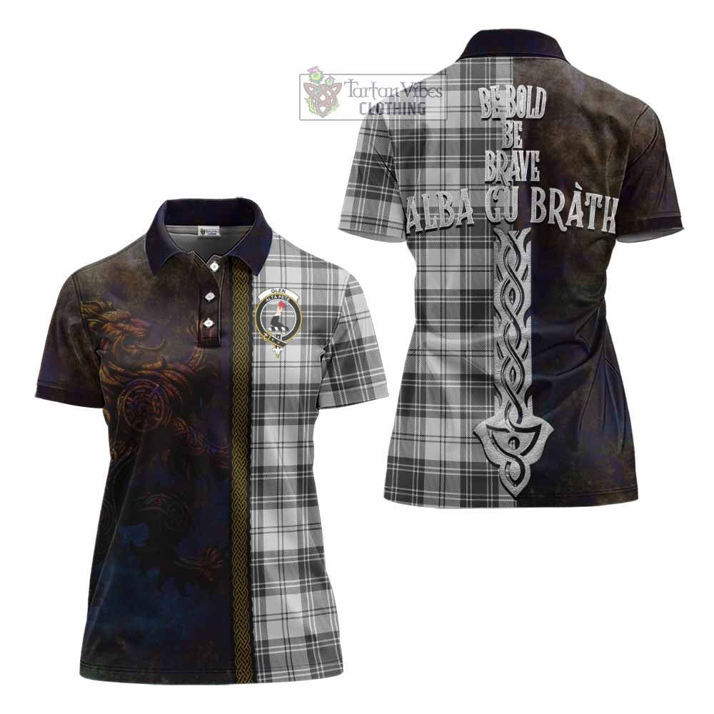 Tartan Vibes Clothing Glen Tartan Family Crest Women's Polo Shirt Alba Gu Brath Be Brave Lion Ancient Style