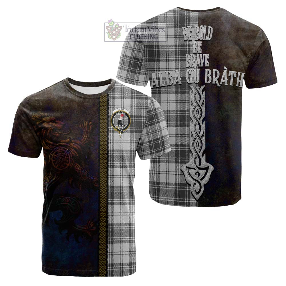 Tartan Vibes Clothing Glen Tartan Family Crest Cotton T-shirt Alba Gu Brath Be Brave Lion Ancient Style