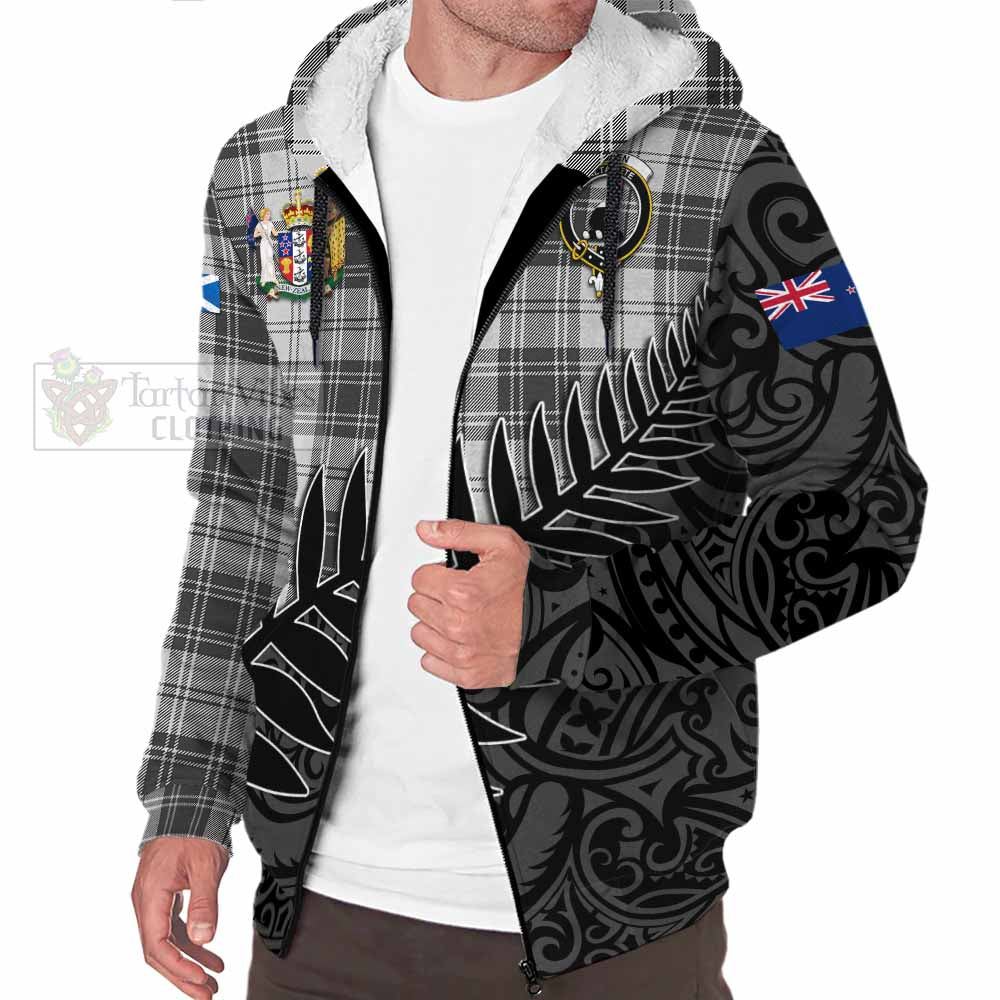 Tartan Vibes Clothing Glen Crest Tartan Sherpa Hoodie with New Zealand Silver Fern Half Style