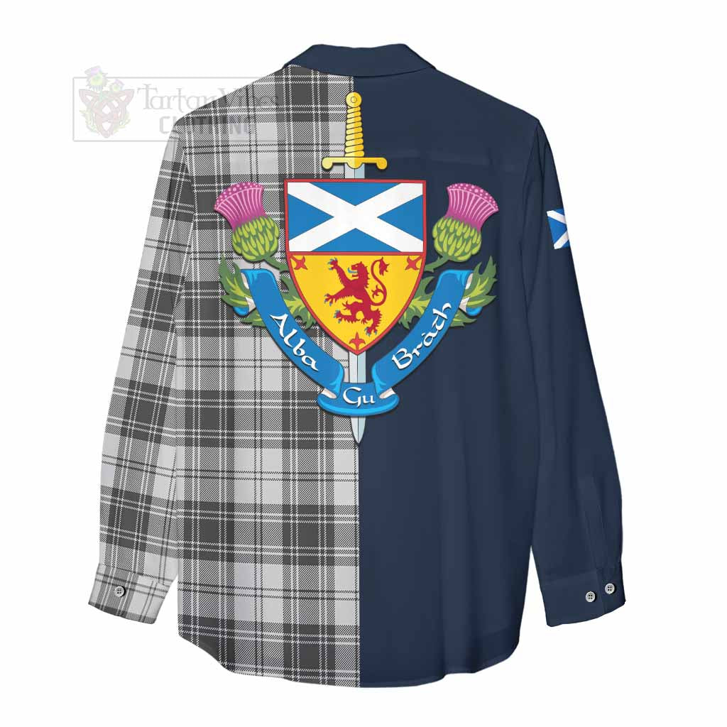 Tartan Vibes Clothing Glen Tartan Women's Casual Shirt Alba with Scottish Lion Royal Arm Half Style