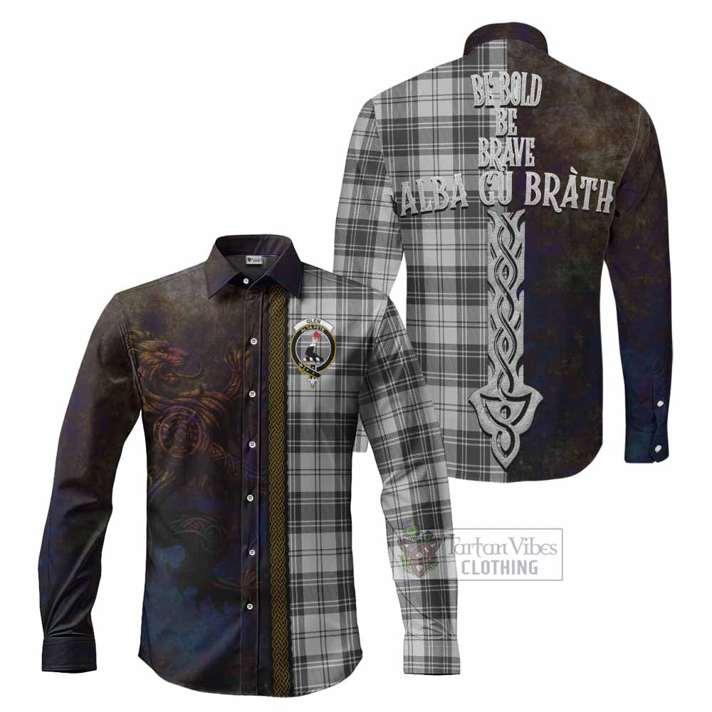 Tartan Vibes Clothing Glen Tartan Family Crest Long Sleeve Button Shirt Alba Gu Brath Be Brave Lion Ancient Style