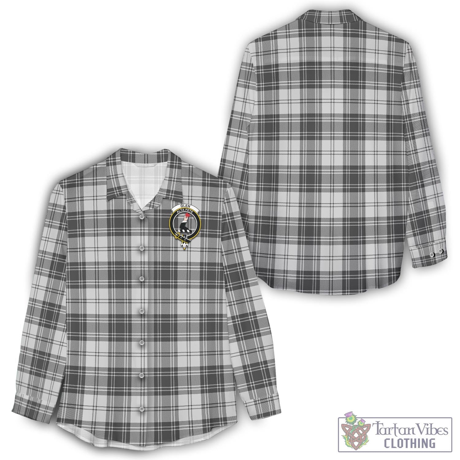 Tartan Vibes Clothing Glen Tartan Womens Casual Shirt with Family Crest