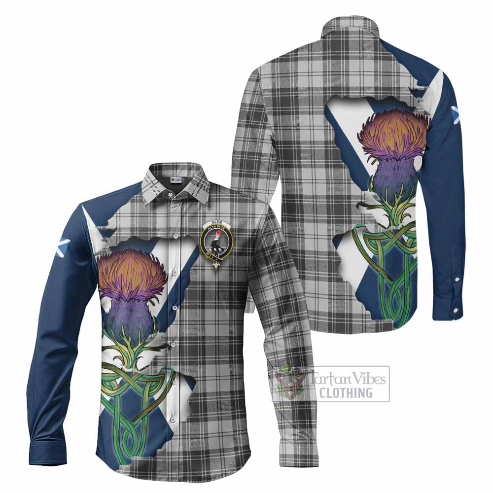 Tartan Vibes Clothing Glen Tartan Family Crest Long Sleeve Button Shirt Scottish Thistle Celtic Inspired