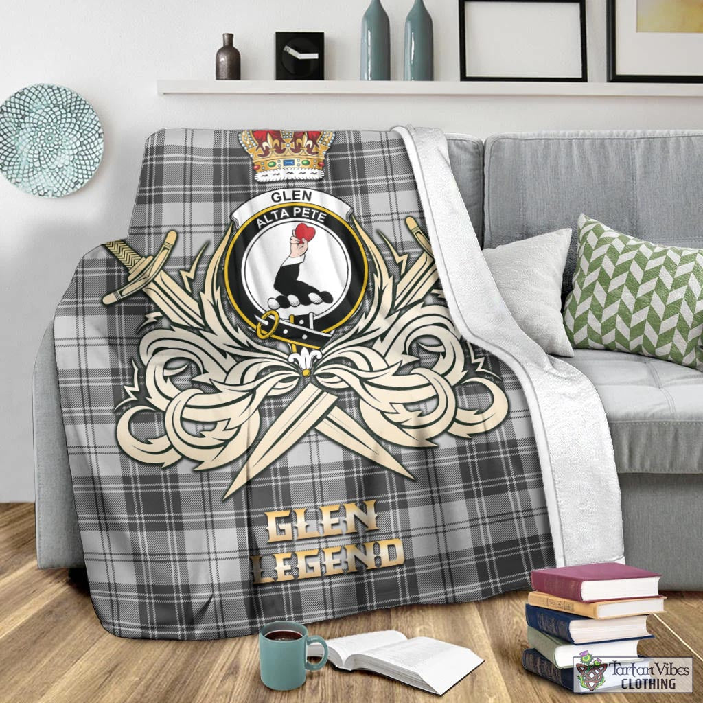 Tartan Vibes Clothing Glen Tartan Blanket with Clan Crest and the Golden Sword of Courageous Legacy