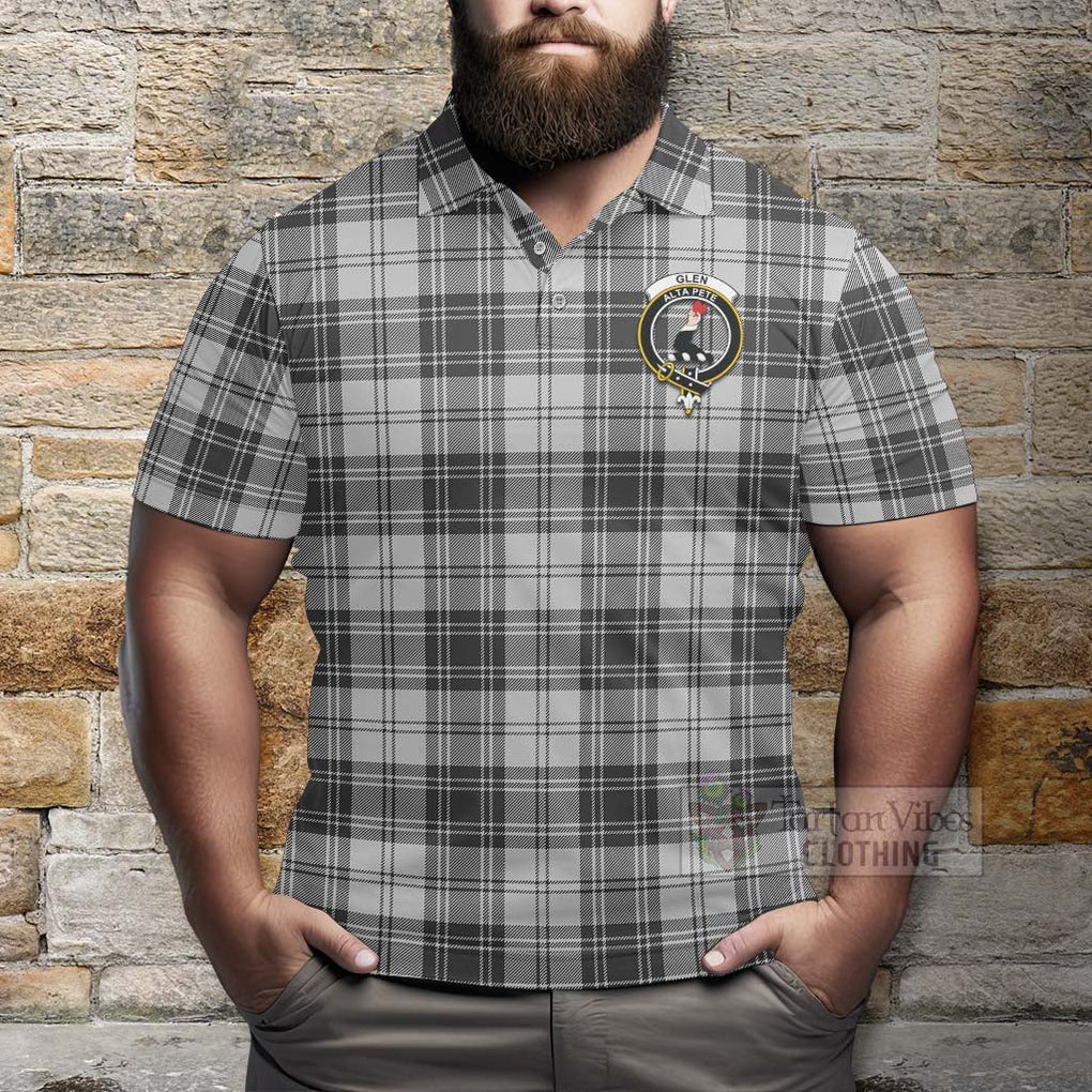 Tartan Vibes Clothing Glen Tartan Polo Shirt with Family Crest and Bearded Skull Holding Bottles of Whiskey