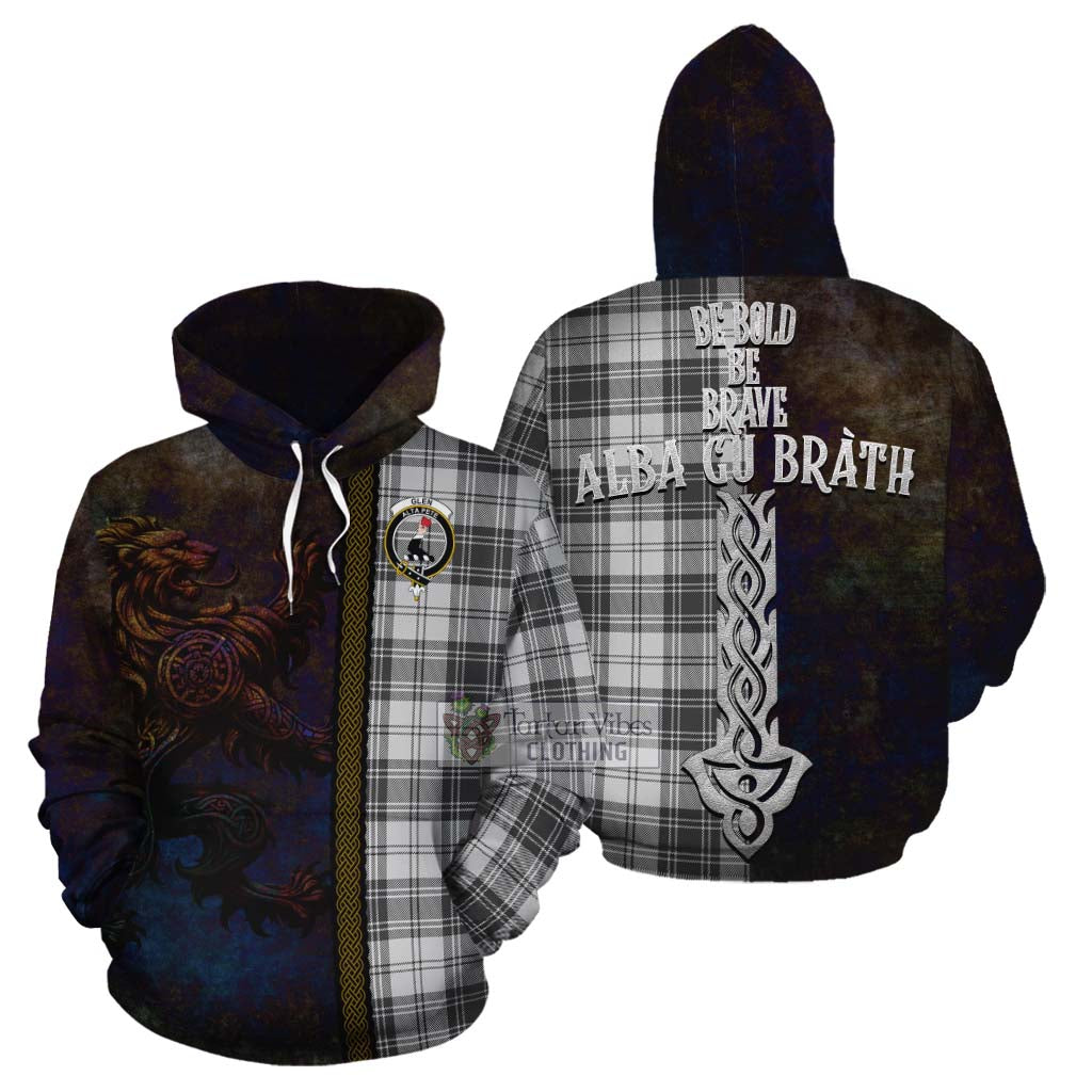 Tartan Vibes Clothing Glen Tartan Family Crest Cotton Hoodie Alba Gu Brath Be Brave Lion Ancient Style