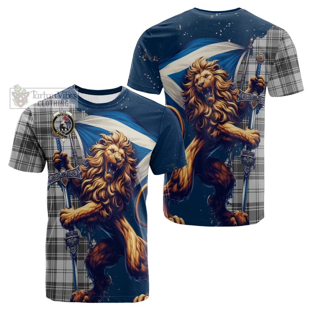 Tartan Vibes Clothing Glen Tartan Family Crest Cotton T-shirt with Scottish Majestic Lion