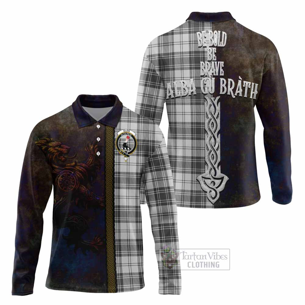 Tartan Vibes Clothing Glen Tartan Family Crest Long Sleeve Polo Shirt Alba Gu Brath Be Brave Lion Ancient Style