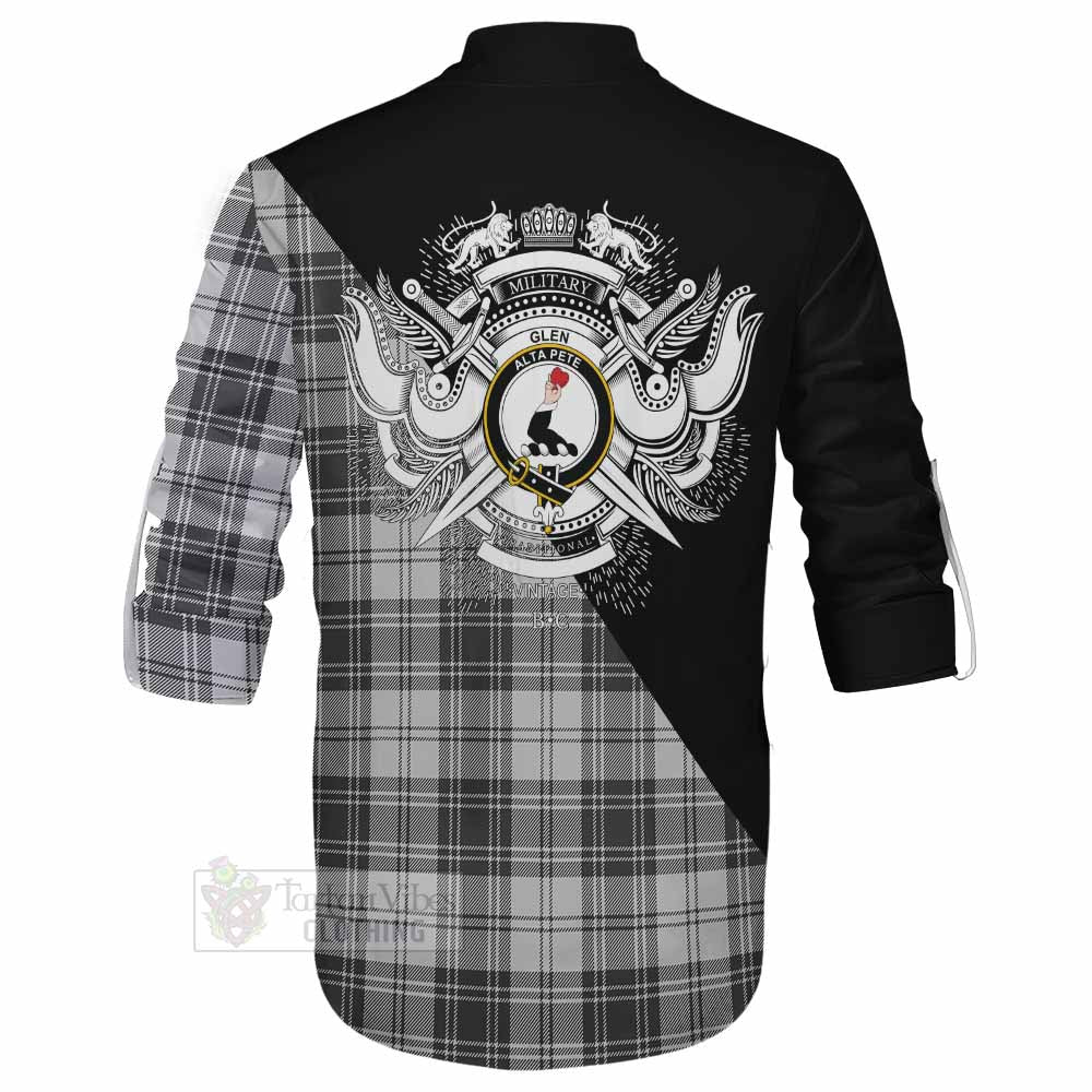 Tartan Vibes Clothing Glen Tartan Ghillie Kilt Shirt with Family Crest and Military Logo Style