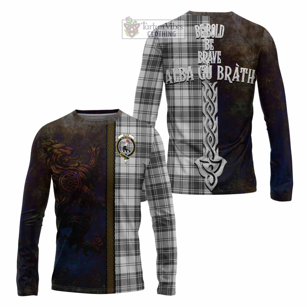 Tartan Vibes Clothing Glen Tartan Family Crest Long Sleeve T-Shirt Alba Gu Brath Be Brave Lion Ancient Style