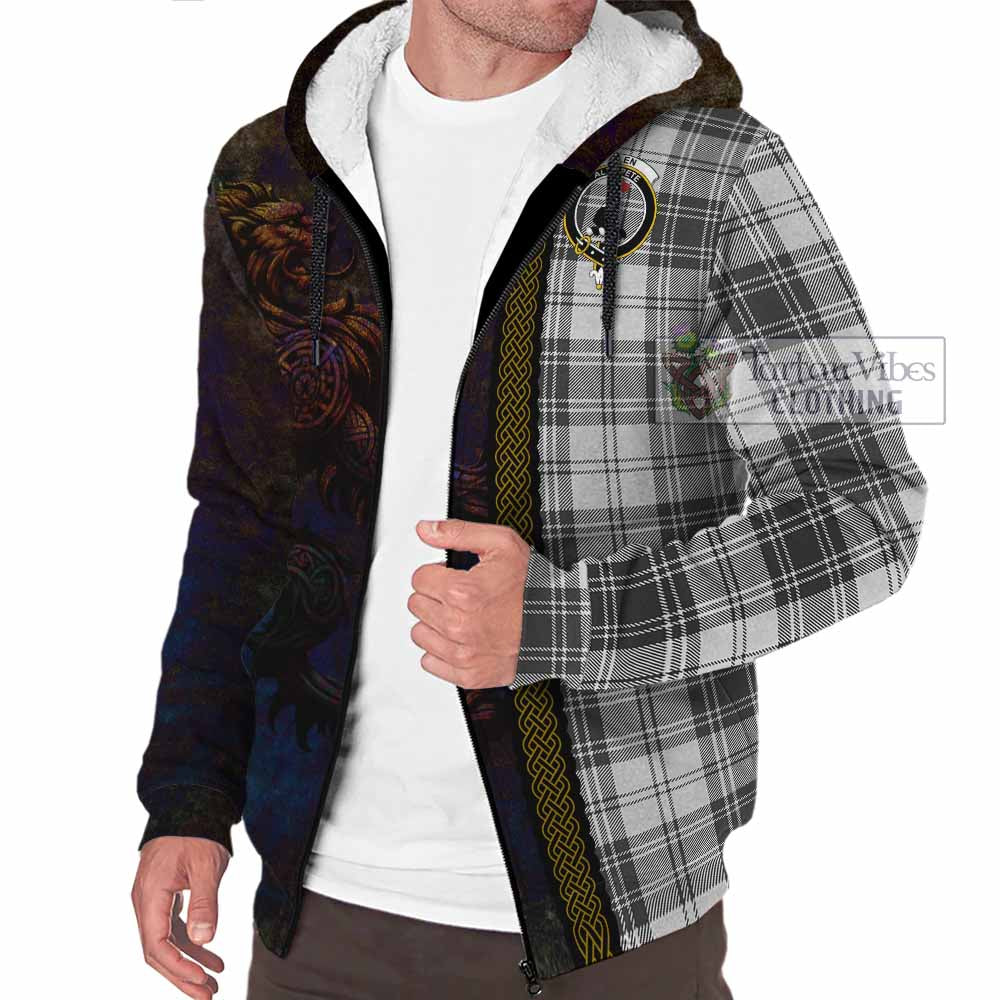 Tartan Vibes Clothing Glen Tartan Family Crest Sherpa Hoodie Alba Gu Brath Be Brave Lion Ancient Style