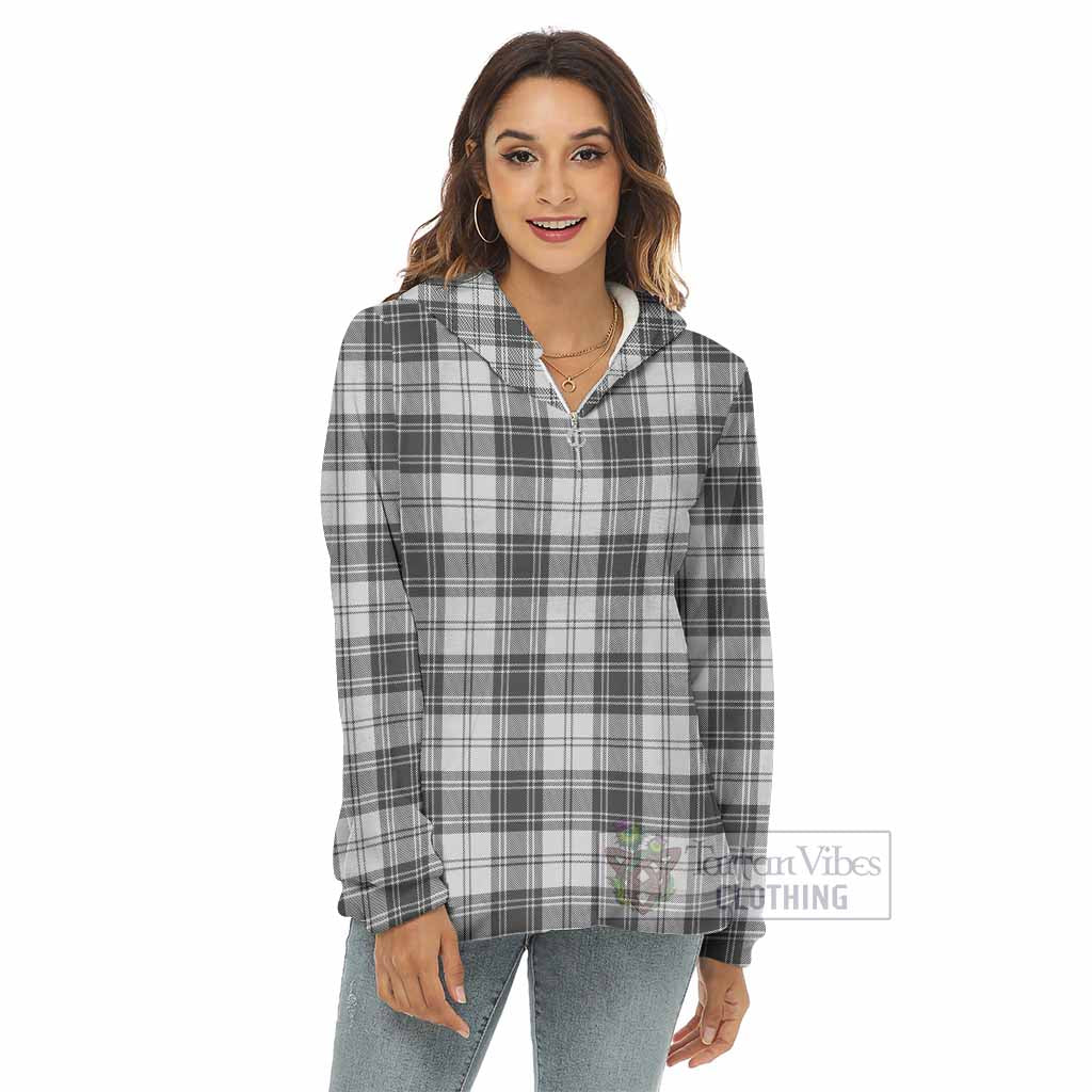 Tartan Vibes Clothing Glen Tartan Women's Borg  Half Zip Fleece Hoodie