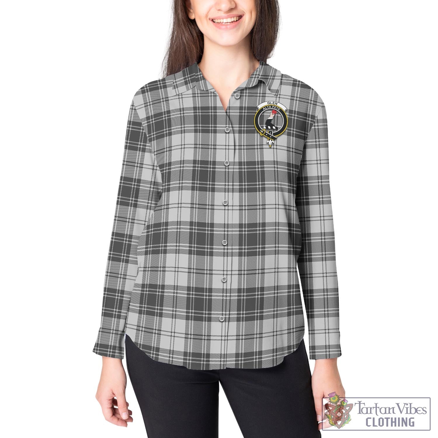 Tartan Vibes Clothing Glen Tartan Womens Casual Shirt with Family Crest