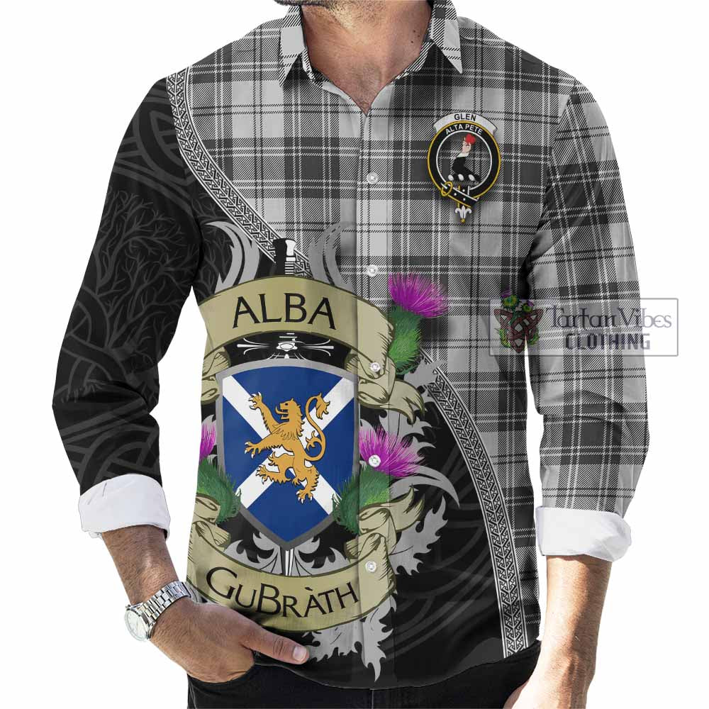 Tartan Vibes Clothing Glen Tartan Family Crest Long Sleeve Button Shirt Lion Rampant Royal Thistle Shield Celtic Inspired