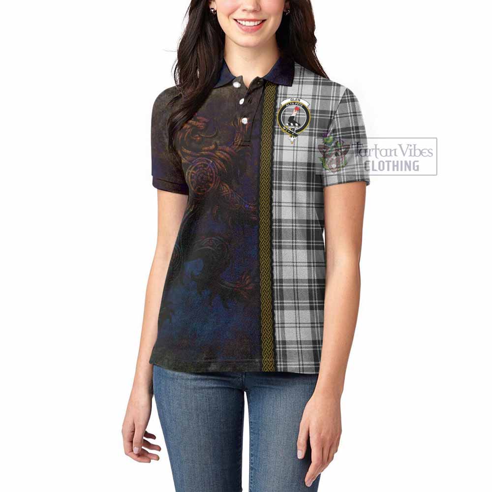 Tartan Vibes Clothing Glen Tartan Family Crest Women's Polo Shirt Alba Gu Brath Be Brave Lion Ancient Style