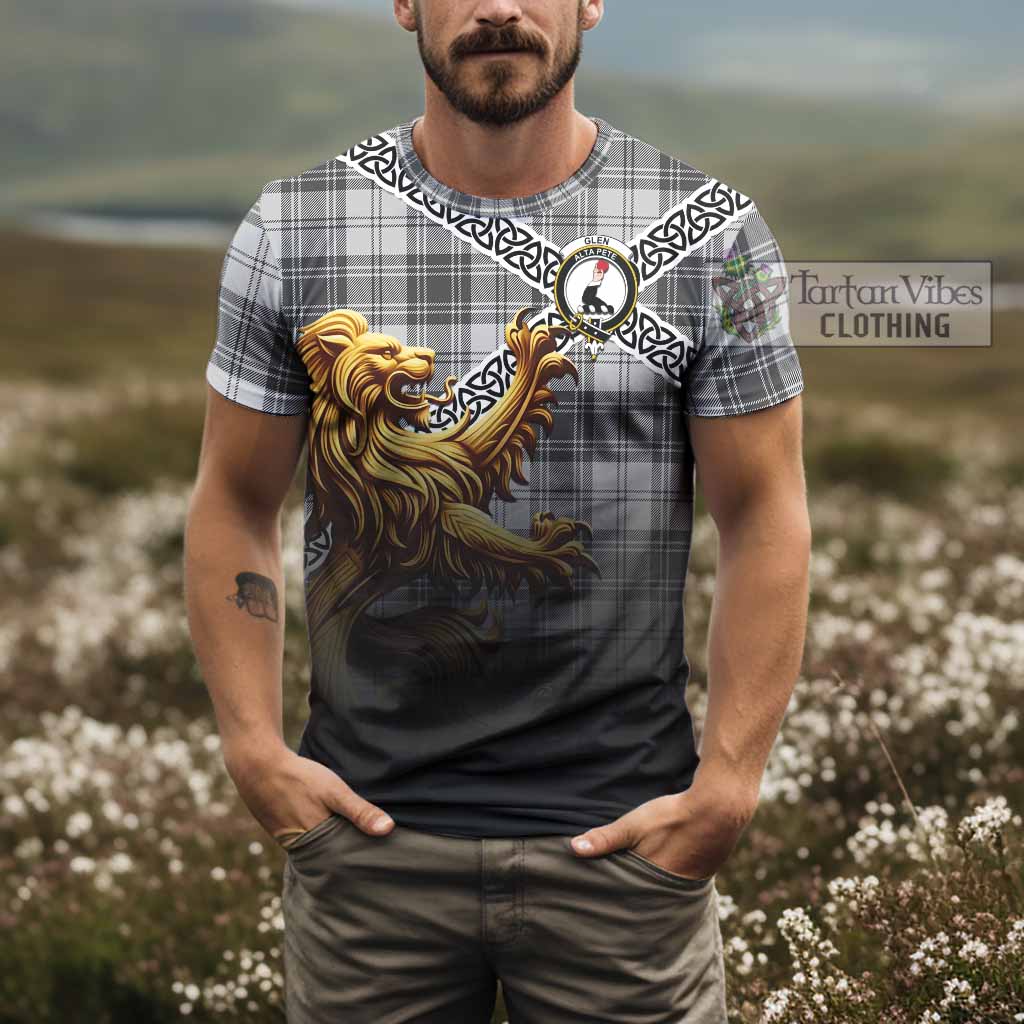 Tartan Vibes Clothing Glen Crest Tartan T-Shirt with Golden Lion Emblem Celtic Style