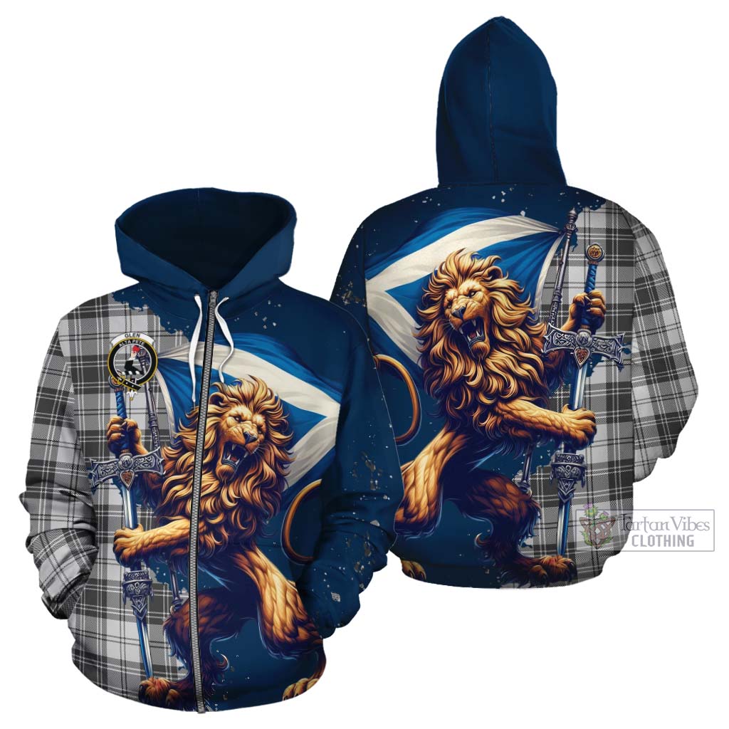 Tartan Vibes Clothing Glen Tartan Family Crest Cotton Hoodie with Scottish Majestic Lion