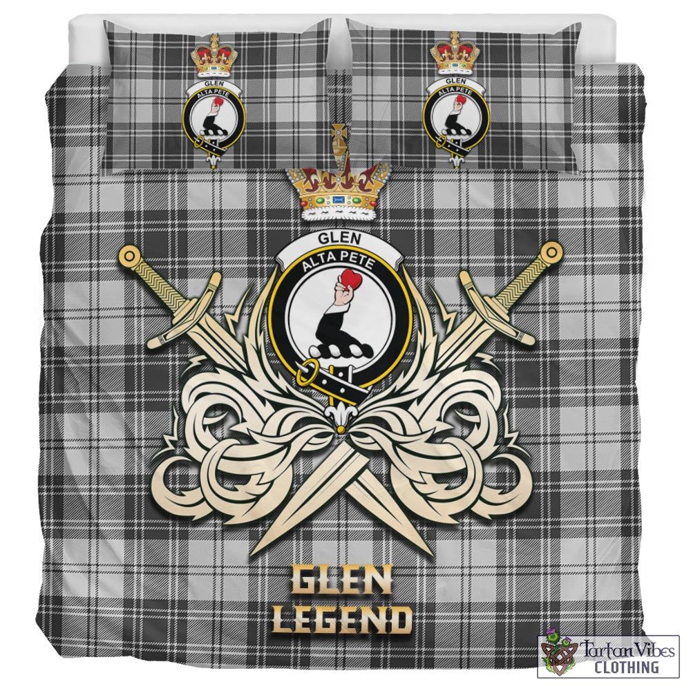 Tartan Vibes Clothing Glen Tartan Bedding Set with Clan Crest and the Golden Sword of Courageous Legacy