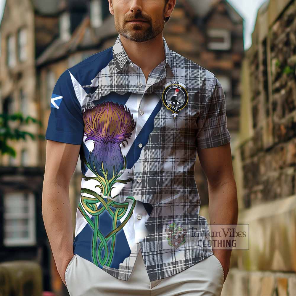 Tartan Vibes Clothing Glen Tartan Family Crest Short Sleeve Button Shirt Scottish Thistle Celtic Inspired
