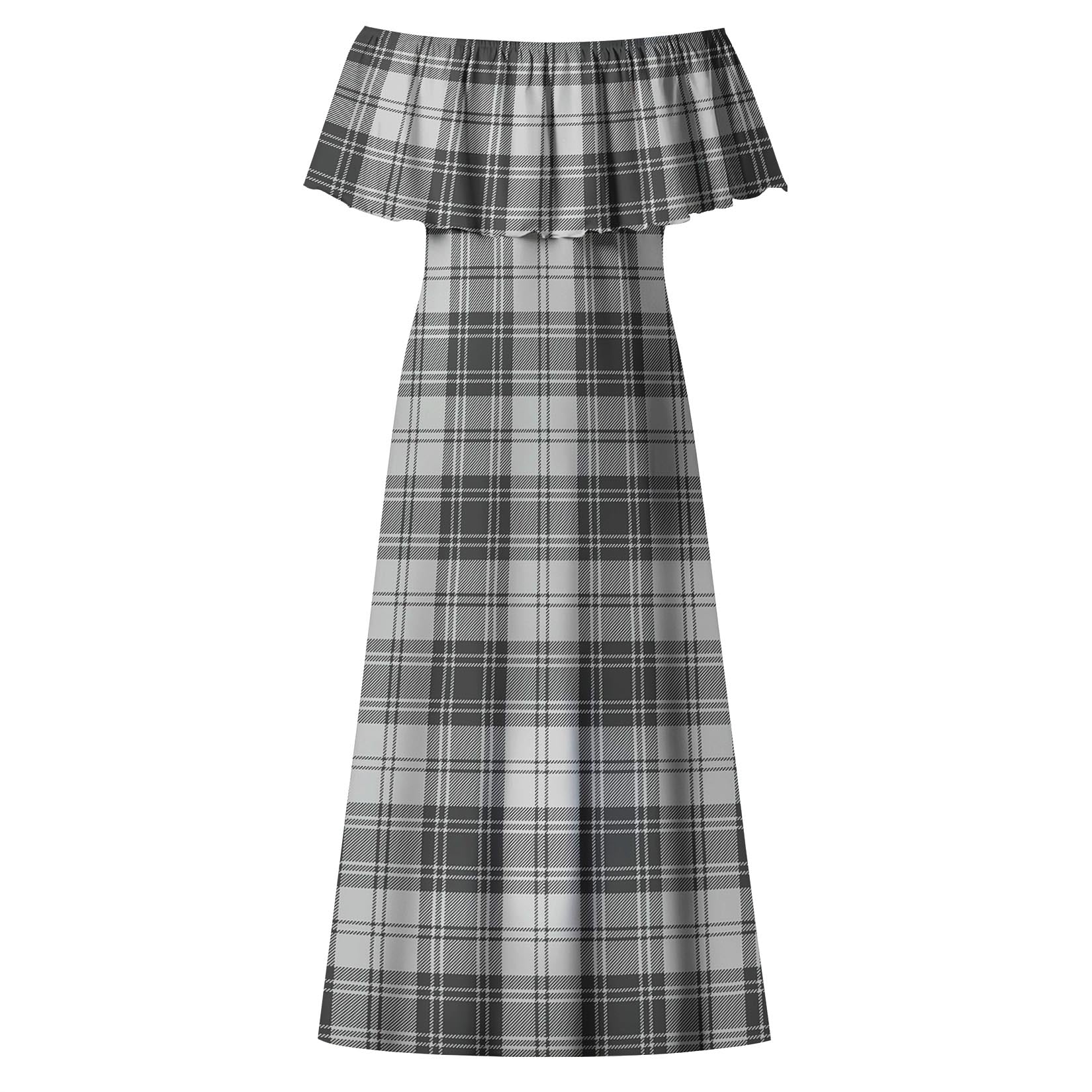 Glen Tartan Off Shoulder Long Dress - Tartanvibesclothing