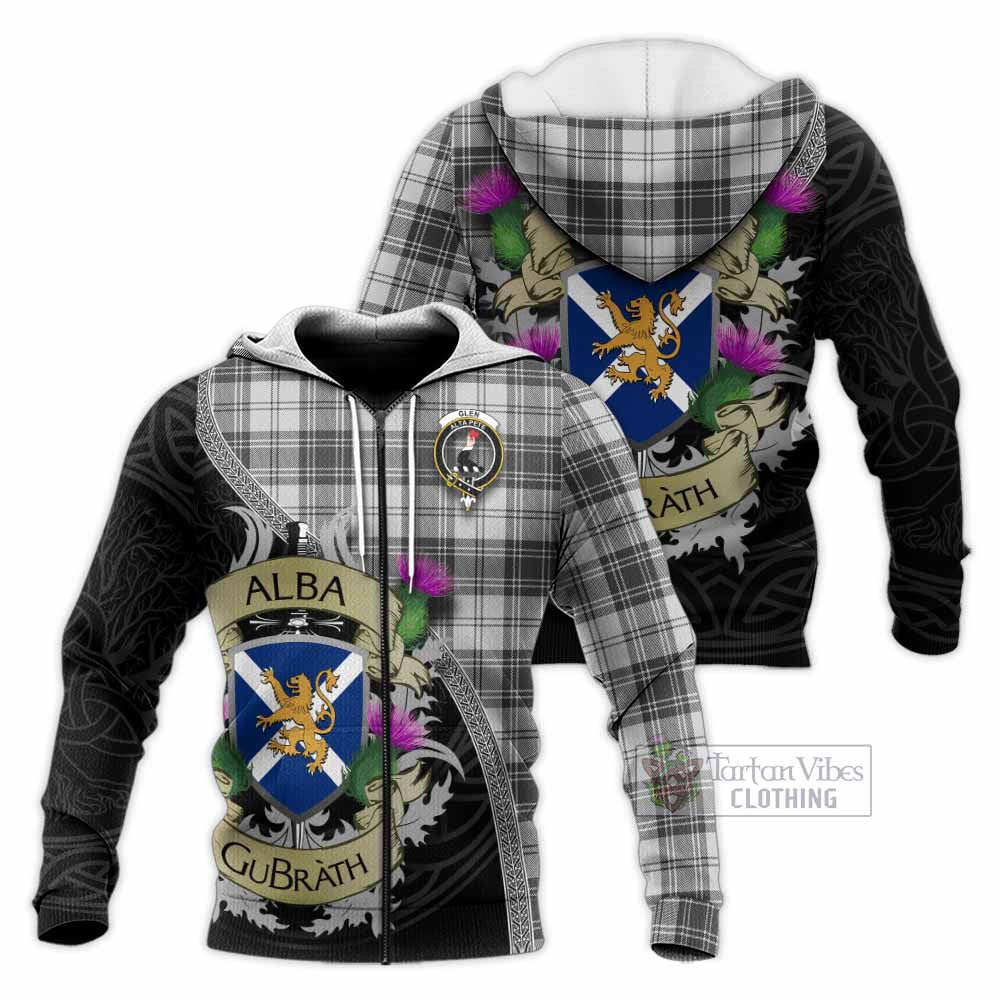 Tartan Vibes Clothing Glen Tartan Family Crest Knitted Hoodie Lion Rampant Royal Thistle Shield Celtic Inspired