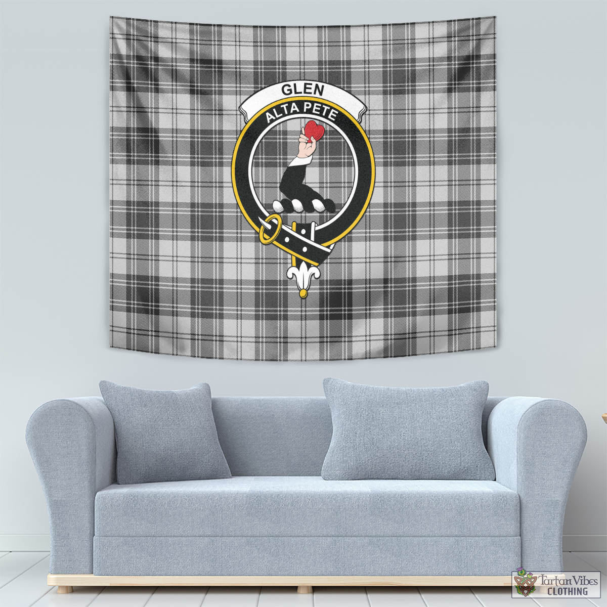 Tartan Vibes Clothing Glen Tartan Tapestry Wall Hanging and Home Decor for Room with Family Crest