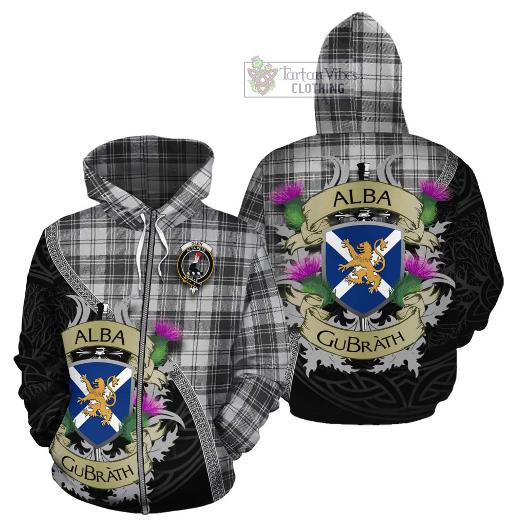 Tartan Vibes Clothing Glen Tartan Family Crest Cotton Hoodie Lion Rampant Royal Thistle Shield Celtic Inspired