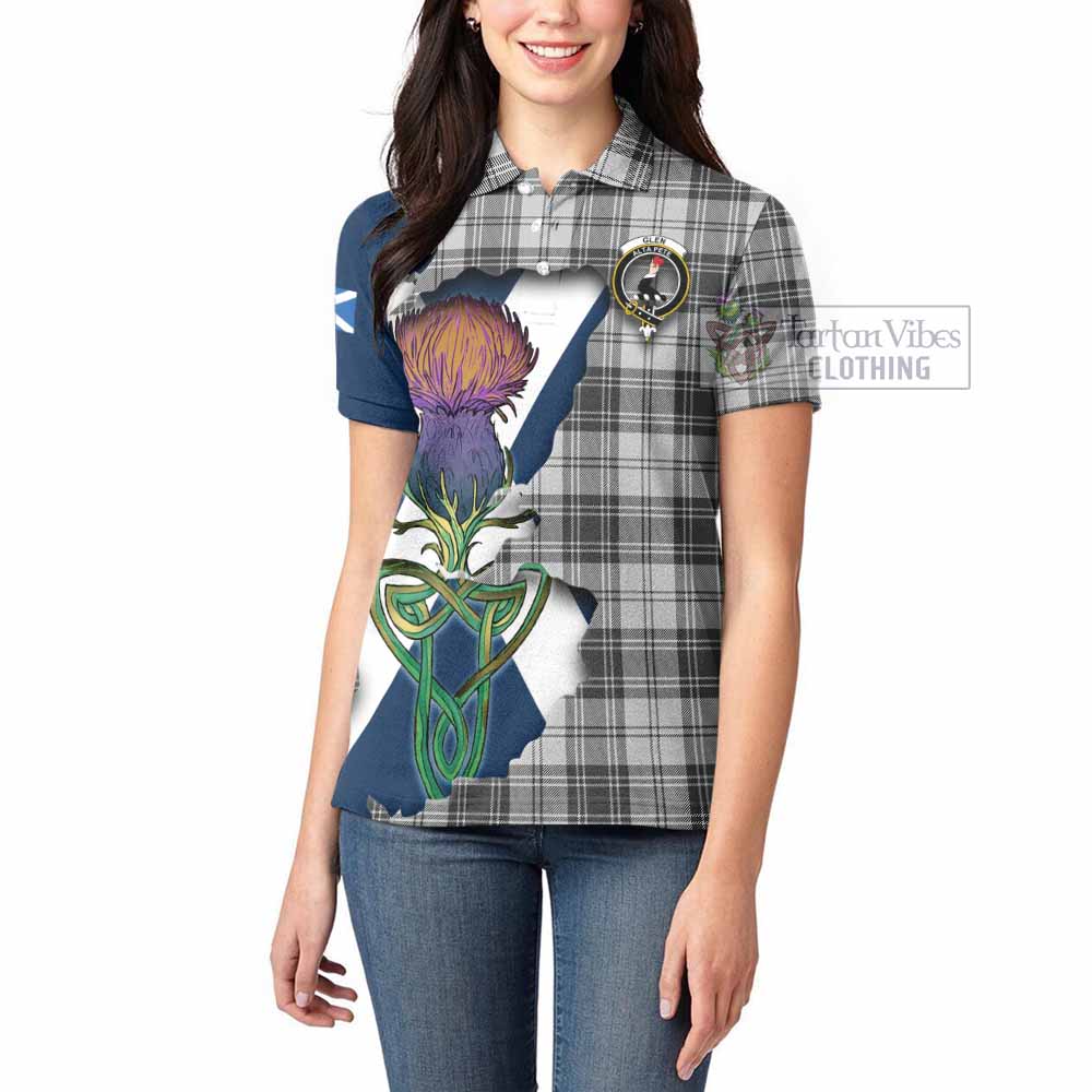 Tartan Vibes Clothing Glen Tartan Family Crest Women's Polo Shirt Scottish Thistle Celtic Inspired