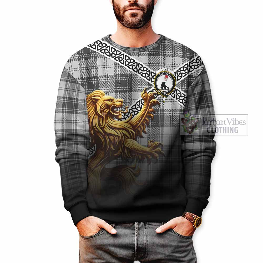 Tartan Vibes Clothing Glen Crest Tartan Sweatshirt with Golden Lion Emblem Celtic Style