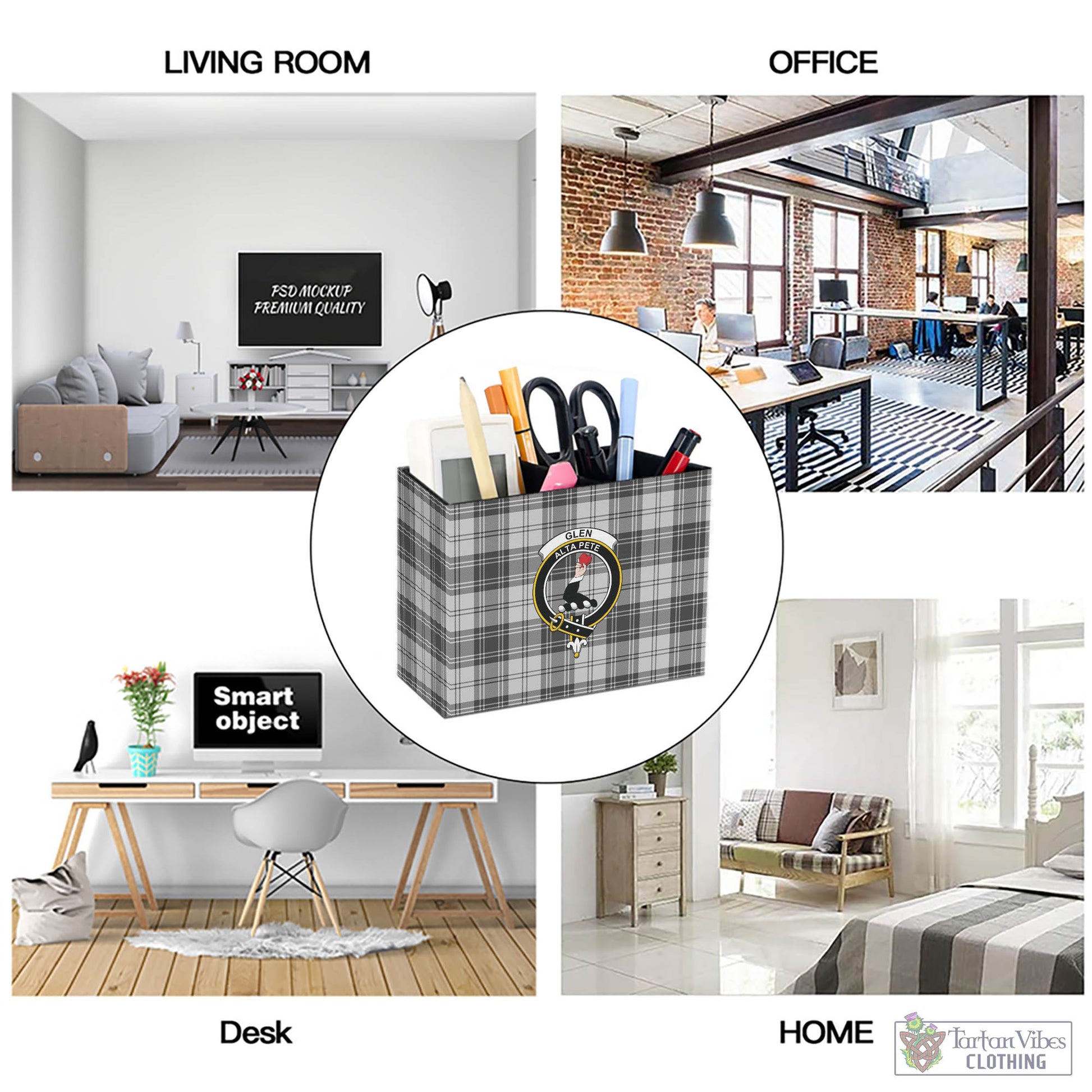 Tartan Vibes Clothing Glen Tartan Pen Holder with Family Crest