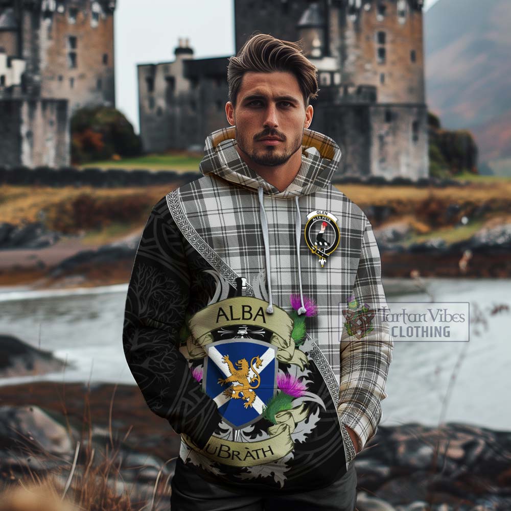 Tartan Vibes Clothing Glen Tartan Family Crest Cotton Hoodie Lion Rampant Royal Thistle Shield Celtic Inspired